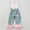 Wholesale Baby Girl RTS Clothes Set Cute Bunny Rabbit Print Easter Kids Clothing Girls Spring Bell Bottom Outfits Children Suit