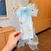 Girls Cute Colorful Long Ribbon Chiffon Bow Hairpins Kids Sweet Headband Hair Ornament Lace Clips Barrettes Fashion Hair Accessories 1729