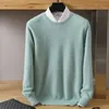 Men's TShirts Clothing Autumn Winter Mink Cashmere Sweater Solid Color Big Rice Grain Knit Jumper Large Size Loose Casual Base Top 230223