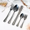 Dinnerware Sets Kitchen Tableware Black Gold Cutlery Set 5pcs Stainless Steel Forks Knives Spoon Dinner