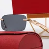 Heren Designer Zonnebrillen voor Dames Luxe Merk Oversized Luchtvaart Vintage Randloze Carti Trendy Sunglass Goud Polariseren Rechthoekig Frame Acetaat zonnebril