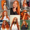 Baihong In Orange Ginger Front Lace Wig Human Hair Straight Preplucked With Baby Groothandelsprijs in de uitverkoop