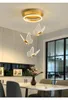 Escalier papillon doré moderne de luxe LED Lustre Nordic Round Dimmable Suspension Lumière Duplex Bâtiment Villa Lustre À Manger