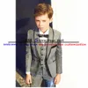 Kläduppsättningar Piece Suits For Boys Tuxedo Wedding Jacket Pants Vest Shiny Silk Child Blazer Set 3-16 år gammal anpassad komplett outfit