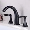 Rubinetti per lavandino del bagno Rubinetto per lavabo in stile nordico Rubinetti per lavabo a 3 fori montati su piano Miscelatori vintage freddi per vasca da bagno