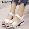 Sandals High Heel Sandals Women's Summer 2021 New Platform Open Toe Wedges Heel White Sandals Wedges Shoes for Women Fashion Shoes Z0224