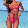 Costumi da bagno da donna Estate 2023 Bikini Luxury Biquini Pieghe Set Costume da bagno Costume da bagno High Grade Champagne s Beach 230224