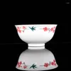 Bowls 70-80's State-owned Old Factory Ceramic Hand-painted Peach Flower Bowl 7501 Porcelain Antique Collection