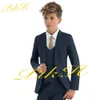 Kleidungssets Grauer Anzug für Jungen Formale Partyjacke Hosenweste Dreiteilig 3-16 Jahre alt Hochzeit Smoking Kinder Blazer Kinderset W0224