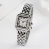 Relógios de pulso feminina feminina square relógios de marca ladies quartzo wristwatch clássico prata simples femme steel band relógio zegarek damski 230223