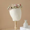 Fleurs décoratives Rose fleur couronne Boho réglable couronne bandeau Halo guirlande florale casque mariage Festival fête