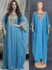 Ethnic Clothing Turkey Muslim Abaya Women Dress Set 2 Piece Chiffon Sequins Bat Sleeve Oversized Gown Dresses Dubai Arab Morocco Caftan