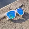 Lunettes de soleil Dokly Unisexe White Frame Blue Lens Lunettes de soleil Miroir OCULOS SUN LOUES GAFAS DE Sol Lunettes de soleil Fashion Sunglasses Men et femmes Lunettes de soleil G230223