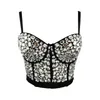 Shiny Crystal Sexy Camis Women Breattable Crop Top Summer Punk Style Vest Fashion Short Vests