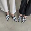 Slippers 2022 Arrivals Women Pointed Toe Shallow Slip On Round Mid Heels Black Mixed Color Party Pumps Shoes Size 3539 230224