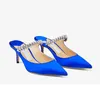 Summer 23S/S Brand Bing Pointed-Toe Pumps Open Toe Slingback Women Crystal Stain Party Wedding Dress Glitter Lady High Heels EU35-43 Original Box