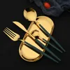 Conjuntos de utensílios de jantar 24pcs espelhos de talheres de jantar dourado Conjunto