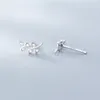 Pendientes de botón MloveAcc Moda 925 Plata de ley Deslumbrante CZ Hojas de árbol para mujer Joyería