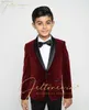 Ensembles de vêtements beau bordeaux veste en velours pantalon noir garçon costume de mariage châle revers enfants soirée formelle performance robe de célébrité 2 pièces W0224