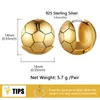 フープイヤリングU7サッカーボールデザインゴールド/シルバーカラーユニークなギフト女性のためのハイポアレルギー銀のポストe4951