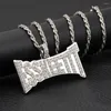 قلادات قلادة الهيب هوب راينستون رصف بود بلينغ المثلج خارج Esskeetit Square Prendants Necklace for Men Club Rapper المجوهرات الذهبية الفضية