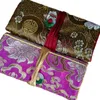 10pcs Custom Travel Zip Roll Up Jewelry Storage Bags Makeup Pouch Bag Drawstring Chinese Silk Brocade Cloth Multi Zipper Pouc