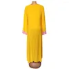 Ethnic Clothing African Elegant Yellow Long Dresses Women Batwing Sleeve O-neck Party Gowns For Ladies Appliques Traditional Dashiki Boubou
