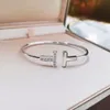 1Double-T open bracelet Multiple multi-color gold silver rose gold bracelet Fashion temperament versatile diamond solar term gift 925 silver bracelet