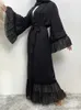 Ethnic Clothing New Open Abaya For Muslim Women's Dress Turkey Long Robe Moroccan Caftan Kaftan Bespoke Occasion Dresses Ramadan Black Niqab 2XL