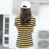 Kvinnors blusar skjortor 2023 Summer Lapel Casual Striped Polo Short Sleeve Ladies Slim Cotton Fashion Tops 230223