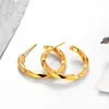 Hoop Earrings Arrival 24K Yellow Gold 3D Hard Women 999