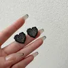 S03468 Fashion Jewelry S925 Silver Needle Cute Heart Stud Earrings For Women Rhinestone Love Hearts Earrings