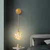 Lampa ścienna Nordic LED Glass Ball Złote Miedziane Światło do sypialni nocna korytarz w kąpieli domowej