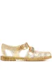 mens womens fashion glitter-detailing jelly sandals with gold-tone logo plaque size euro 35-45