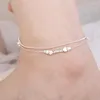 Anklets trendiga tunna stämplade silverpläterade kedjor stjärna ankel för kvinnor flickor fot smycken ben armband strandklockor ankel