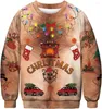 Suéteres femininos Sweater de Natal Novelty Funny Light Up Topless Homens e mulheres de impressão 3D Jumpers de impressão quente quente