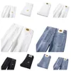 Herr jeans v￥r sommar tunt smal fit europeisk amerikansk high-end m￤rke sm￥ raka dubbla f byxor kf9927-1