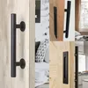 Handles 12" Matte Black Sliding Barn Door Pull Flush Handle Gate Hardware Set Heavy Duty & Pulls