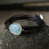 Braccialetti con ciondoli Braccialetto avvolgente di fascia alta Pietre naturali Amazonite Boho Dichiarazione di amicizia lunga Regali per donne Drop 2023