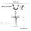 Hänghalsband Crucifixion Katolska korspedanthalsband tjockt rostfritt stål Långt halslösa män smycken gåva