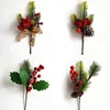 Flores decorativas 1pc Simulação artificial A agulhas de pinheiro galhos de plantas falsas para a janela da árvore de Natal, ano 2023 decoração DIY