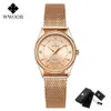 Relógios femininos wwoor marca de moda senhoras relógios luxo diamante rosa ouro mulheres pulseira relógio elegante vestido relógio para meninas montre femme 230223