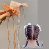 女の子のための素敵なヘアアクセサリー長いリボンソリッドメッシュヘアボウクリップかわいいベルベットインファッションガールズレースヘアピン1731