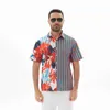 Männer Casual Hemden Sommer Neue Trendyol Männer Hawaiana Kurzarm Strand Hemd Mann Übergroßen Vintage Patchwork Gestreiften Hemden Kleidung Vetement homme Z0224