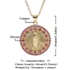 Pendant Necklaces CottvoRound Virgin Mary Charms 8 Colors Zircon Our Lady Of Guadalupe Chain Womens Gorgeous Jewelry