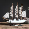 Decorative Objects Figurines Wooden Sailboat Model home decor Mediterranean Style Home Decoration Accessories Creative Decoration Room Dec 230224