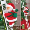 Juldekorationer Santa Claus Musical Climbing Rope Electric Climb Stadder Hanging Decoration Tree Ornament