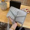 Femmes en peau de mouton cuir sacs à bandoulière chaîne diagonale sac à bandoulière luxe 55 argent métal strass lettres sacs à main pour Wo212J