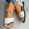 Sandals 2023 New Women's Shoes Summer Fashion Beaded Pearly Women Flats Casual Slingback Y2302