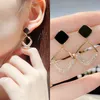 Light luxury design feeling diamond earrings full of diamonds Women's mesh red temperament simple geometric earrings retro oil drop square earrings